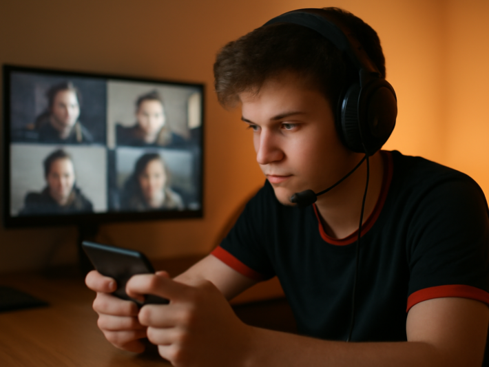 Pemain esports pemula bersiap mengikuti turnamen game online dari rumah